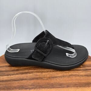 Vionic Activate Sandals Women’s 9 Black Suede Leather Adjustable Thong Recovery